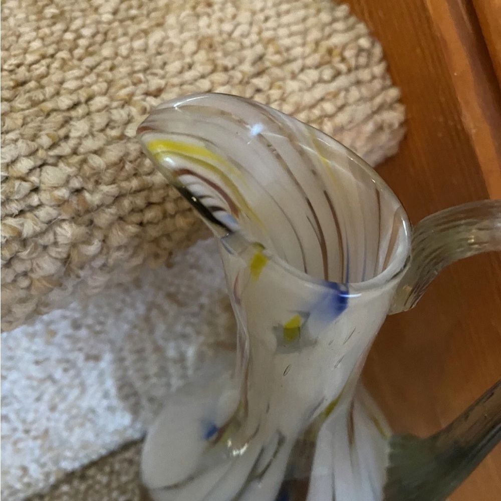 Vintage Swirled Murrhina Art Blown Glass Pitcher Vase EUC!! - Picture 4 of 11